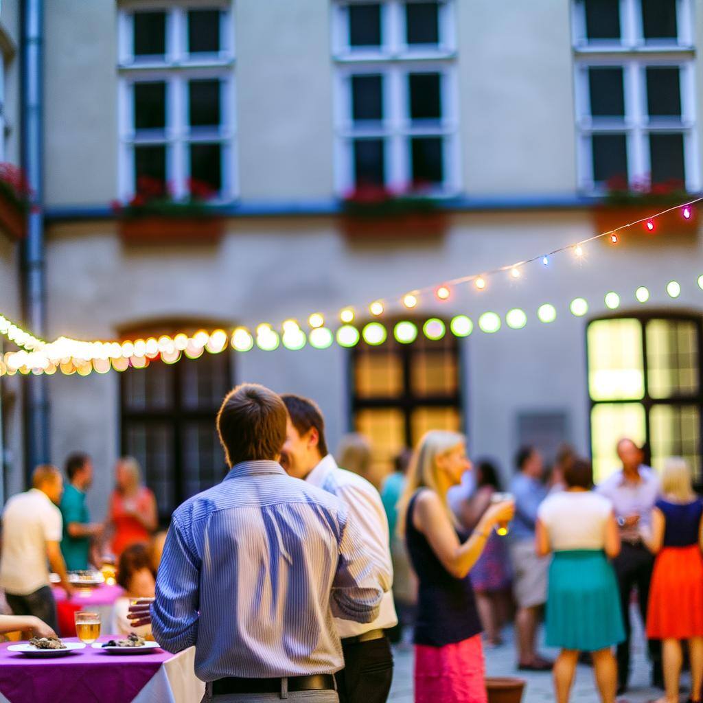 sommarfest företag innegård närbild kväll